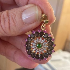 Genuine smoky topaz earrings. 18k gold over silver